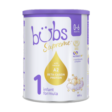 Bubs（バブズ） Supreme（シュプリーム） A2 粉ミルク ステップ1  (0～6カ月) 大缶 800g