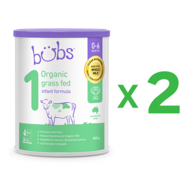 Bubs（バブズ）オーガニック粉ミルク ステップ1（0～6カ月）大缶 800g グラスフェッド - 2缶セット