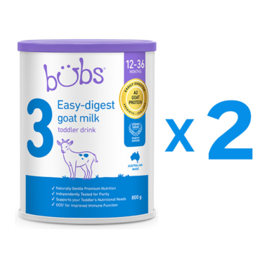 Bubs（バブズ）ヤギ・ゴートミルク ステップ3（1歳～3歳）大缶 800g 山羊乳 A2ミルク - 2缶セット