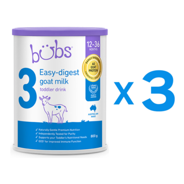 Bubs（バブズ）ヤギ・ゴートミルク ステップ3（1歳～3歳）大缶 800g 山羊乳 A2ミルク - 3缶セット