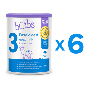 Bubs（バブズ）ヤギ・ゴートミルク ステップ3（1歳～3歳）大缶 800g 山羊乳 A2ミルク - 6缶セット
