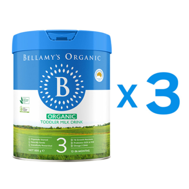 Bellamy’s（ベラミーズ）オーガニック フォローアップミルク ステップ3（1歳～3歳）大缶 800g - 3缶セット