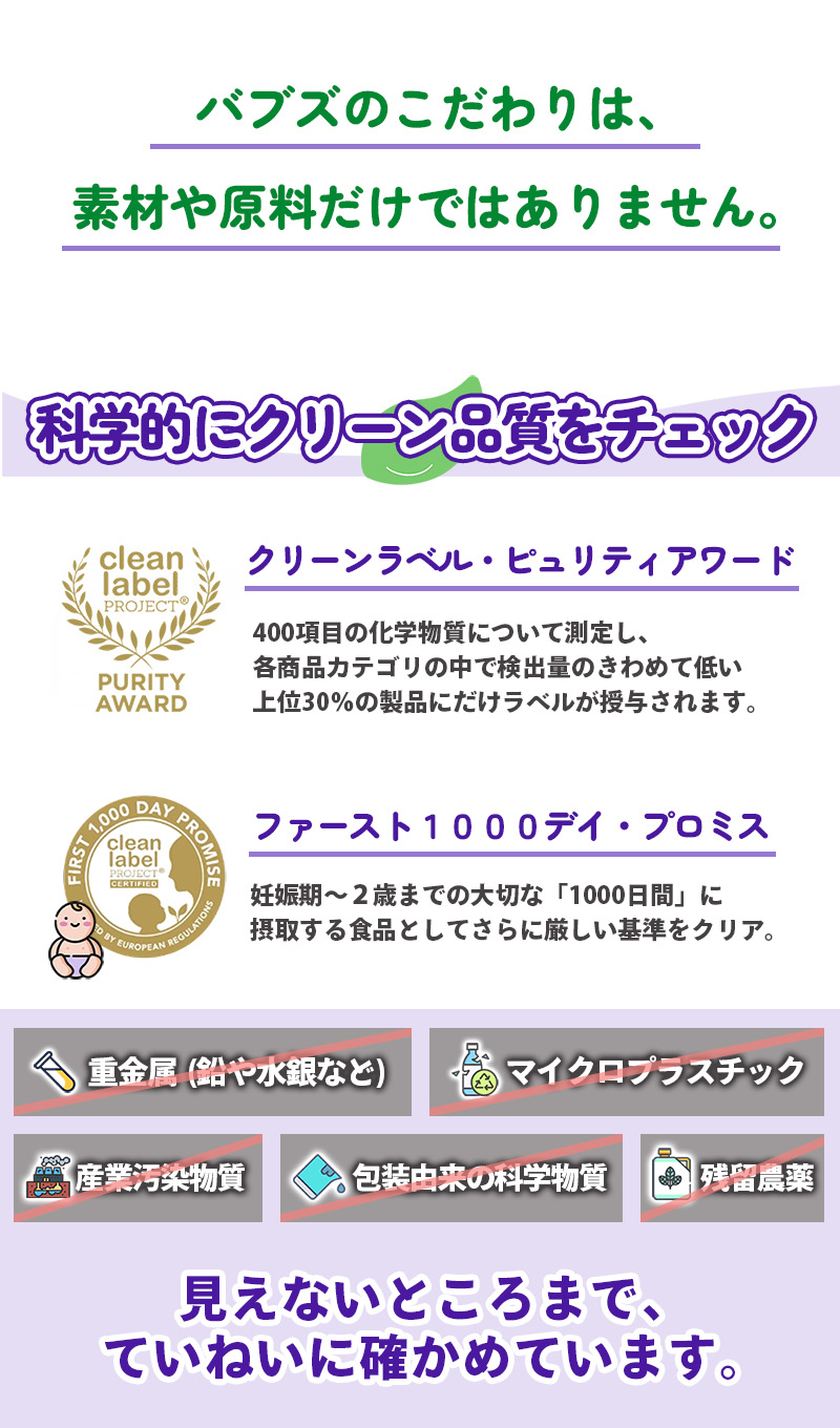 科学的に品質をチェック。クリーンラベル・ピュリティアワード
